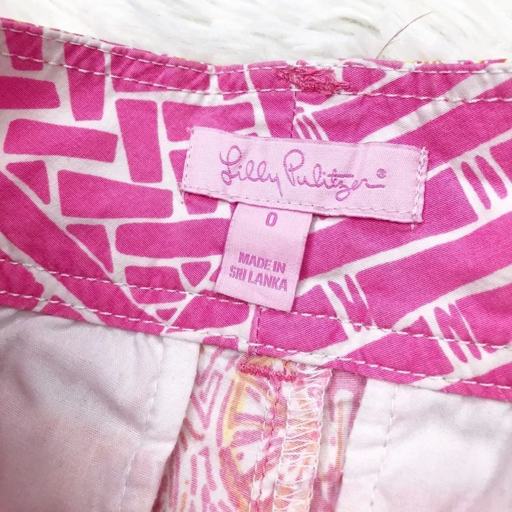Lilly Pulitzer Callahan Shorts Ten Speed Bicycle Pink Orange‎ Slice Print Size 0